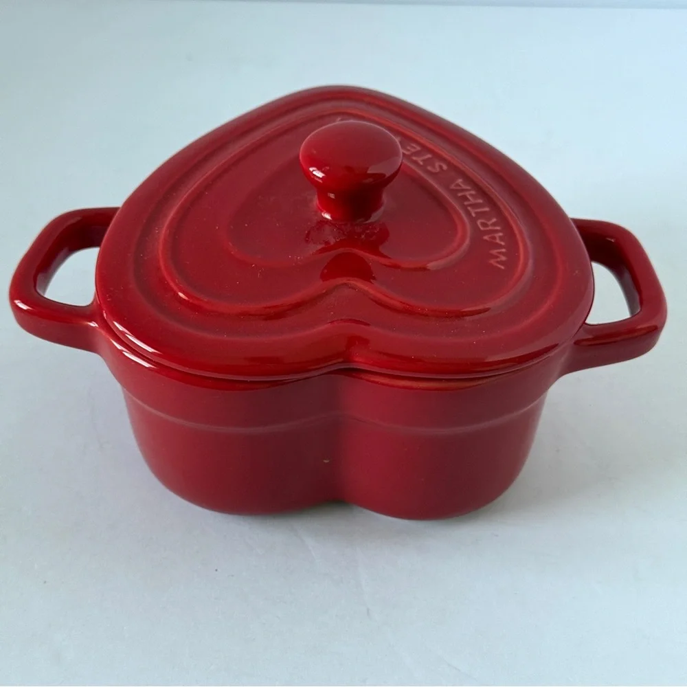Martha Stewart Heart Cocottes Stoneware - Red